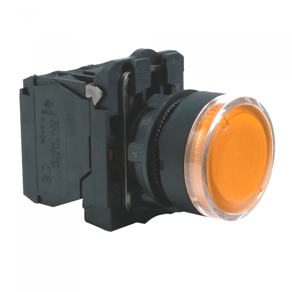Vignette 2 produit Harmony bt-pous lumineux orange 22 - impulsion - 24V - 1O+1F | Ref : XB5AW35B5
