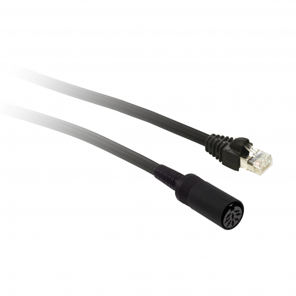 Vignette 2 produit Magelis - cble liaison srie Uni-Telway/Modbus - L=10m - 1 fem.mini DIN+1 RJ45 | Ref : XBTZ9782