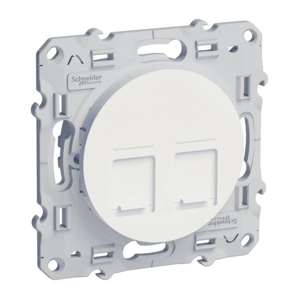 Vignette 3 produit Ref : S520486 | Odace, prise double RJ45 Blanc, grade 3 (multimdia) cat. 6 STP,  vis