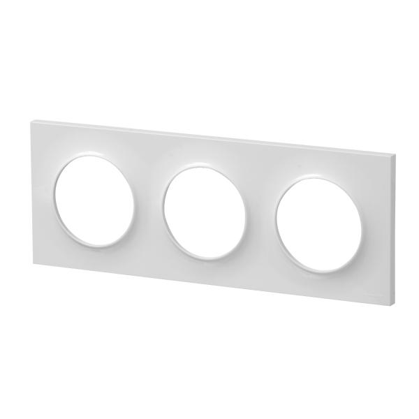 Vignette 3 produit Ref : S520706 | Odace Styl, plaque Blanc 3 postes horizontaux ou verticaux entraxe 71mm