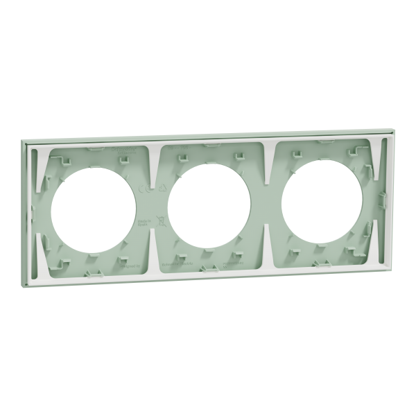 Vignette 3 produit Ref : S903706 | New Odace  - plaque de finition 3 postes - couleur Vert jade