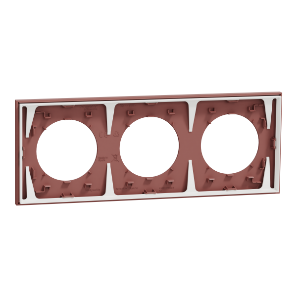 Vignette 3 produit Ref : S905706 | New Odace  - plaque de finition 3 postes - couleur Rose grenat