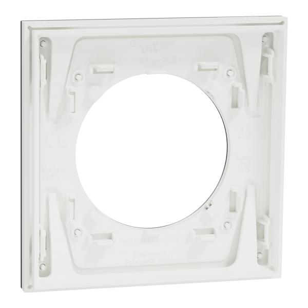 Vignette 3 produit Ref : S910702 | New Odace  Mtal - plaque de finition 1 poste - effet Titane support blanc