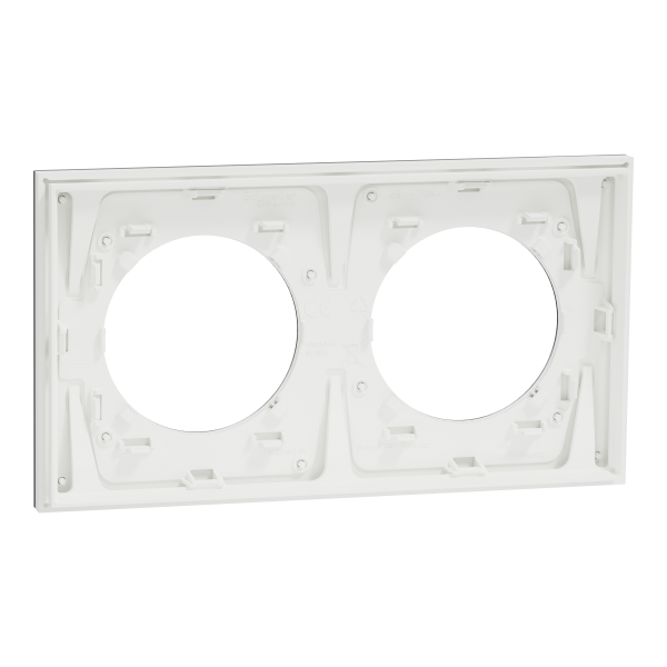 Vignette 3 produit Ref : S910704 | New Odace  Mtal - plaque de finition 2 postes - effet Titane support blanc