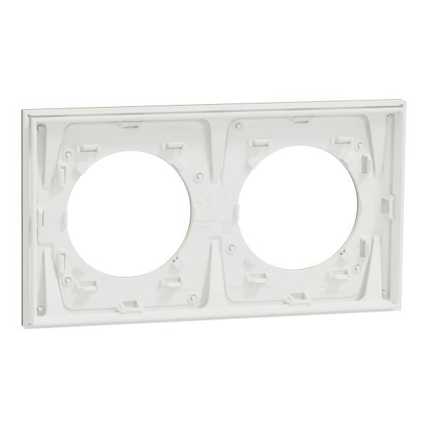 Vignette 3 produit Ref : S911704 | New Odace  Mtal - plaque de finition 2 postes - effet Laiton support blanc