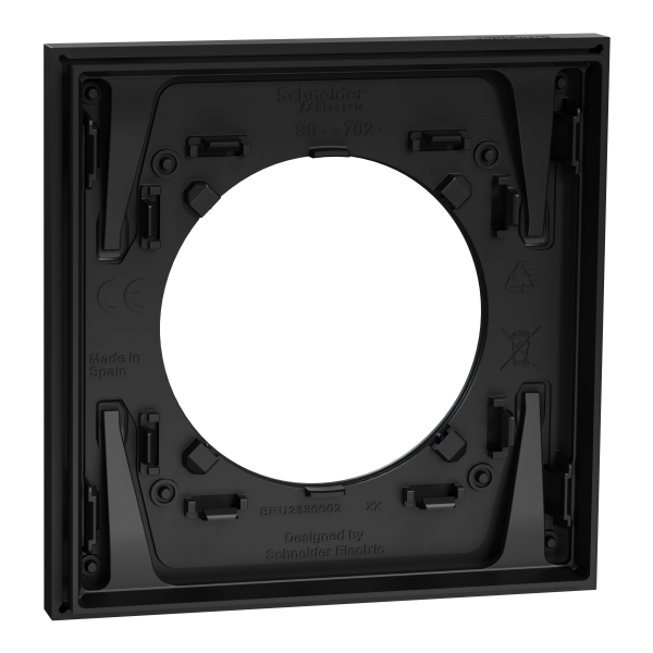 Vignette 3 produit Ref : S912702 | New Odace  Mtal - plaque de finition 1 poste - effet Perle Noire support noir