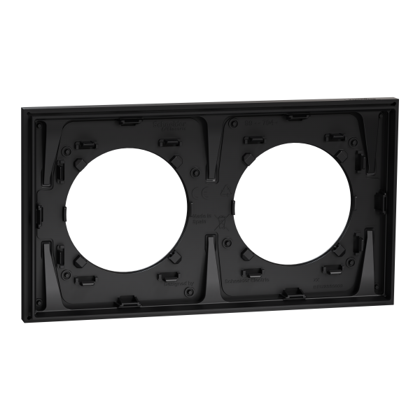 Vignette 3 produit Ref : S912704 | New Odace  Mtal - plaque de finition 2 postes - effet Perle Noire support noir