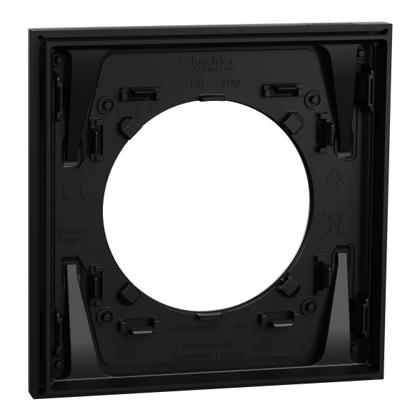 Vignette 3 produit Ref : S913702 | New Odace  Mtal - plaque de finition 1 poste - effet Aluminium support noir