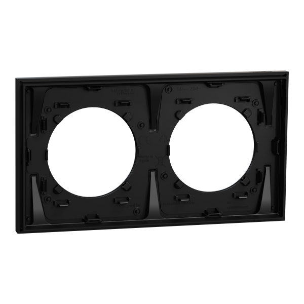 Vignette 3 produit Ref : S913704 | New Odace  Mtal - plaque de finition 2 postes - effet Aluminium support noir