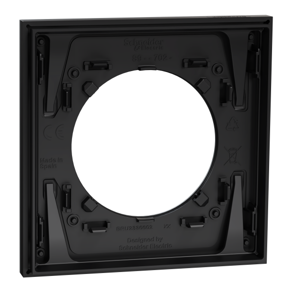 Vignette 3 produit Ref : S915702 | New Odace  Mtal - plaque de finition 1 poste - effet Titane support noir