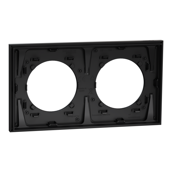 Vignette 3 produit Ref : S915704 | New Odace  Mtal - plaque de finition 2 postes - effet Titane support noir