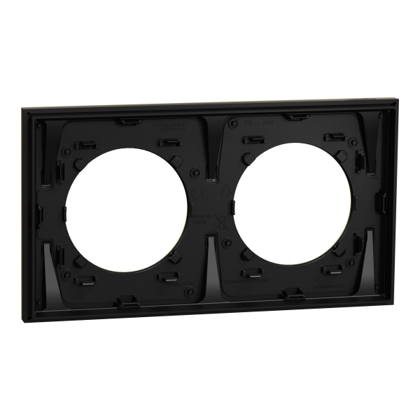 Vignette 3 produit Ref : S916704 | New Odace  Mtal - plaque de finition 2 postes - effet Laiton support noir