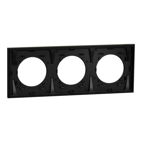 Vignette 3 produit Ref : S916706 | New Odace  Mtal - plaque de finition 3 postes - effet Laiton support noir
