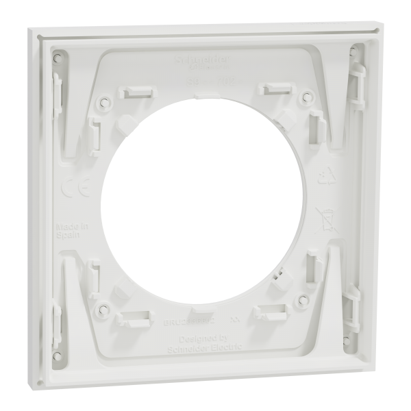 Vignette 3 produit Ref : S917702 | New Odace  Mtal - plaque de finition 1 poste - effet Cramique Blanc support blanc