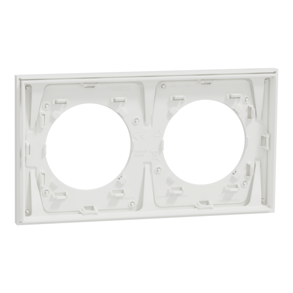 Vignette 3 produit Ref : S917704 | New Odace  Mtal - plaque de finition 2 postes - effet Cramique Blanc support blanc