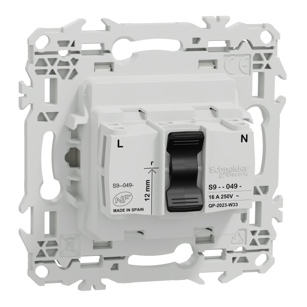 Vignette 3 produit Ref : S920049 | New Odace  - prise 2P+T rnovation  puits - 4 bornes auto par ple - blanc craie