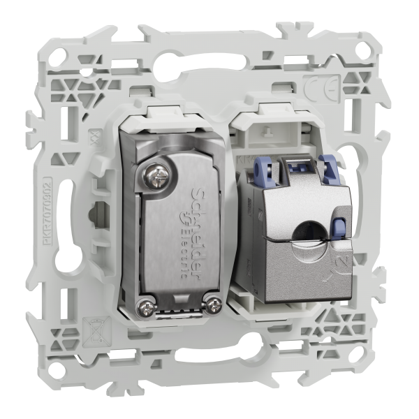 Vignette 3 produit Ref : S920141 | New Odace  - prise mixte RJ45 Cat.6 STP + TV - blanc craie