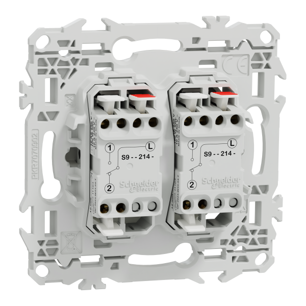 Vignette 3 produit Ref : S920214 | New Odace  - double va-et-vient ou poussoir - 10AX - blanc craie