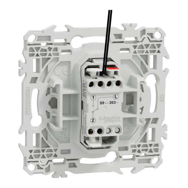 Vignette 3 produit Ref : S920263 | New Odace  - va-et-vient ou poussoir lumineux LED verte 0.15mA - 10AX - blanc craie