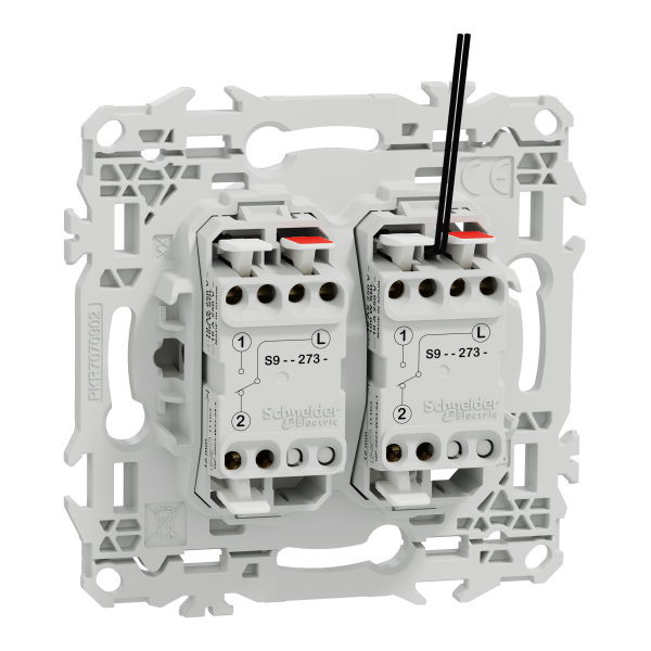 Vignette 3 produit Ref : S920273 | New Odace  - double va-et-vient ou poussoir lumineux LED 0.15mA - 10AX - blanc craie
