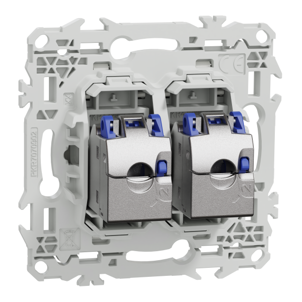 Vignette 3 produit Ref : S920487 | New Odace  - prise double RJ45 - Cat6A STP grade 3TV - blanc craie