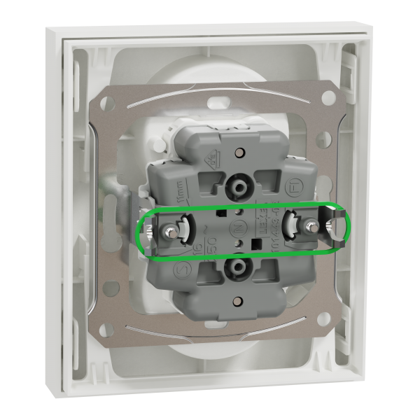 Vignette 3 produit Ref : S921089 | New Odace  - double prise de courant 2P+T avec plaque - install 1 poste - blanc craie