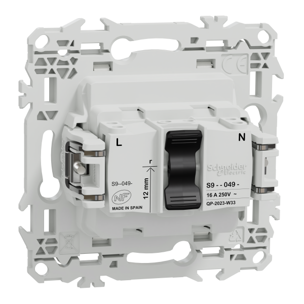 Vignette 3 produit Ref : S925049 | New Odace  - prise 2P+T rnovation  puits avec griffes - 4 bornes/ple - blanc
