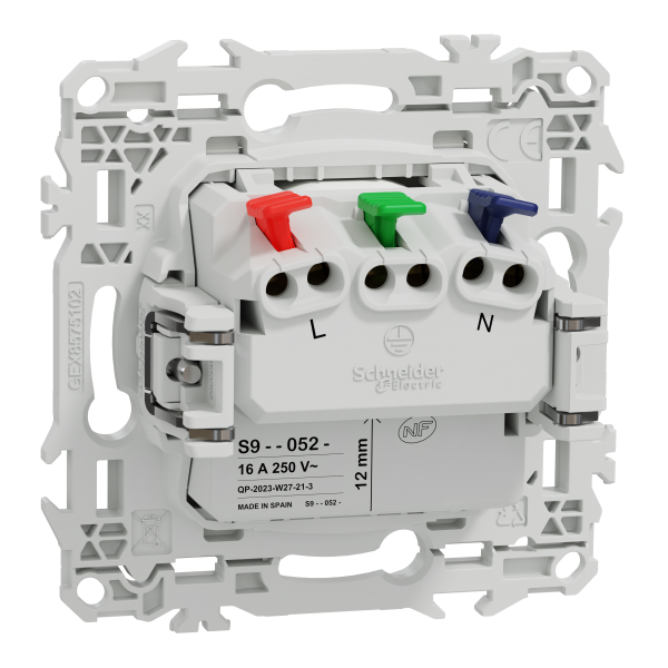 Vignette 3 produit Ref : S925052 | New Odace  - prise 2P+T affleurante avec griffes - bornes automatiques - blanc craie