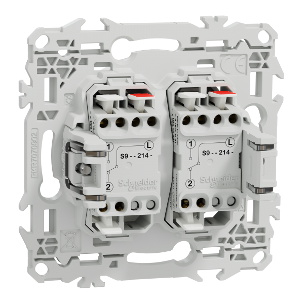 Vignette 3 produit Ref : S925214 | New Odace  - double va-et-vient ou poussoir avec griffes - 10AX - blanc craie