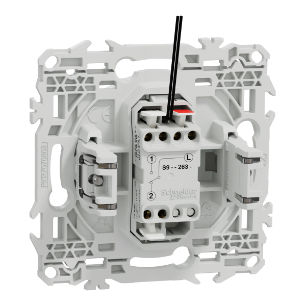 Vignette 3 produit Ref : S925263 | New Odace  - va-et-vient ou poussoir lumineux LED avec griffes - 10AX - blanc craie