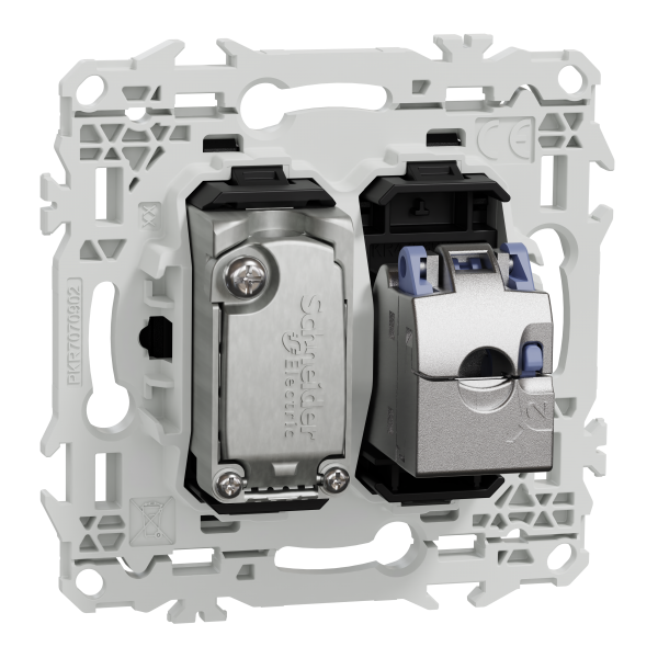 Vignette 3 produit Ref : S940141 | New Odace  - prise mixte RJ45 Cat.6 STP + TV - noir onyx