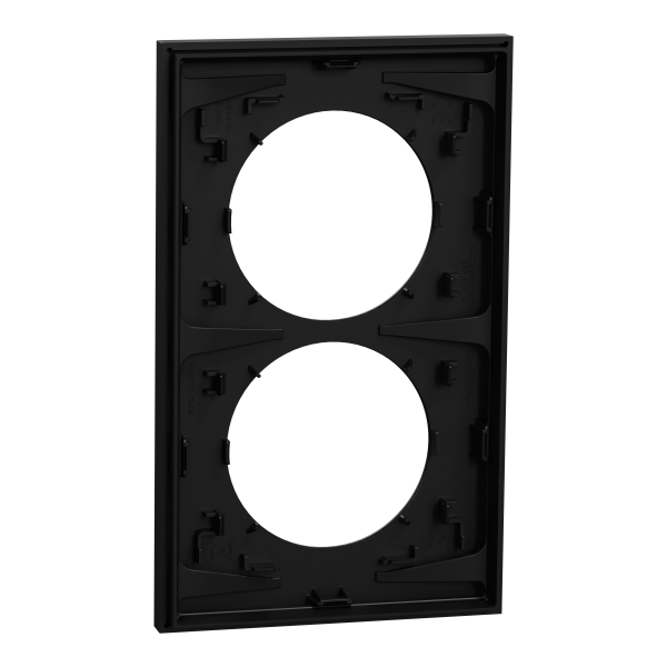 Vignette 3 produit Ref : S940714 | New Odace  - plaque de finition 2 postes entraxe spcifique 57mm - Noir onyx