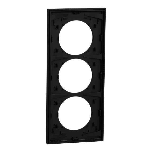 Vignette 3 produit Ref : S940716 | New Odace  - plaque de finition 3 postes entraxe spcifique 57mm - Noir onyx