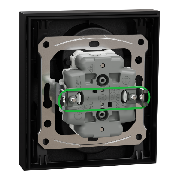 Vignette 3 produit Ref : S941089 | New Odace  - double prise de courant 2P+T avec plaque - install 1 poste - noir onyx