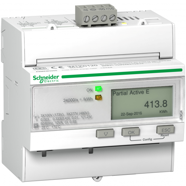 Vignette 3 produit Ref : A9MEM3555 | Acti9 iEM - compteur tri TI souples U018 - multitarif - alarme kW - Modbus