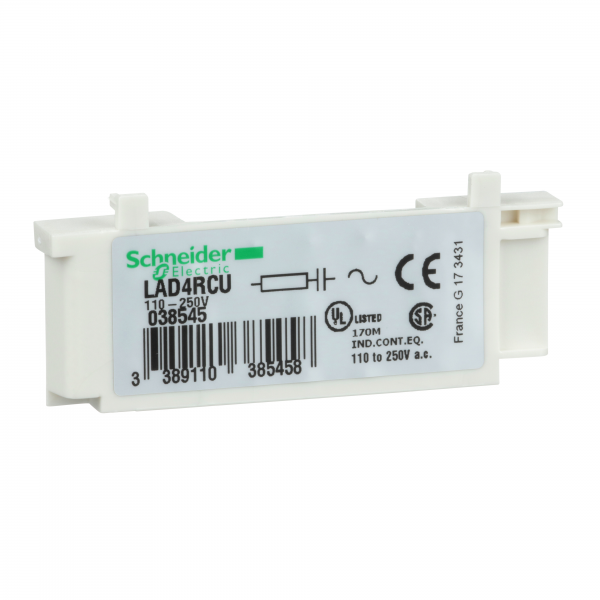 Vignette 3 produit Ref : LAD4RCU | TeSys D - module d'antiparasitage - circuit RC - 110..240Vca