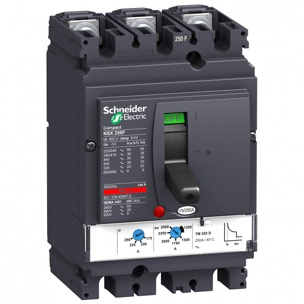 Compact NSX250B - disjoncteur - TM250D - 3P3d - 25KA, Schneider ...