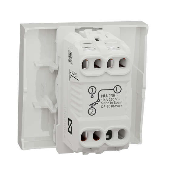 Vignette 3 produit Ref : NU323618 | Unica - bouton-poussoir NO/NF - 10A - connex rapide - 2 mod - Blanc - mca seul
