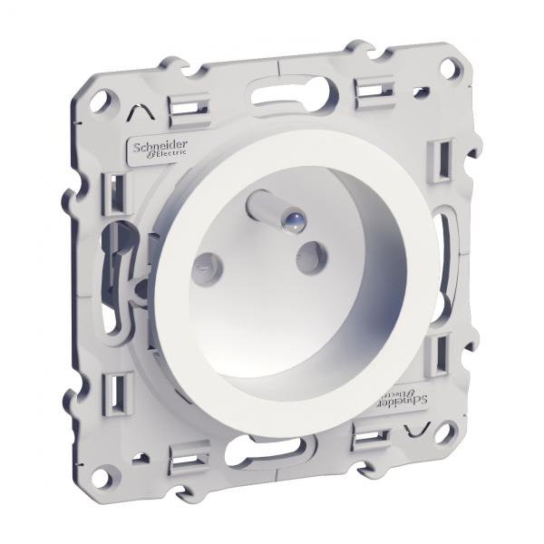 Vignette 3 produit Ref : S520049 | Odace prise de courant 2P+T blanc,  vis, 4 connexions rapides par ple