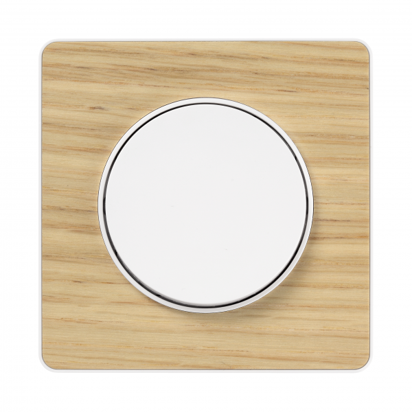 Vignette 3 produit Ref : S520802N | Odace Touch, plaque Bois naturel avec liser Blanc 1 poste