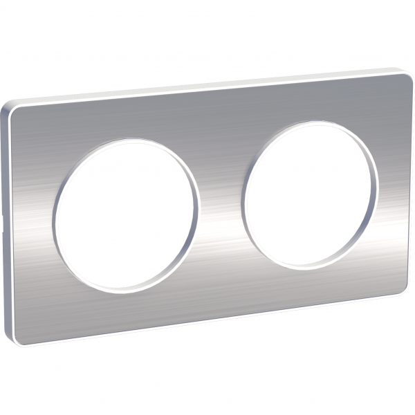 Vignette 3 produit Ref : S520804J | Odace Touch, plaque Aluminium bross liser Blanc 2 postes horiz./vert. 71mm