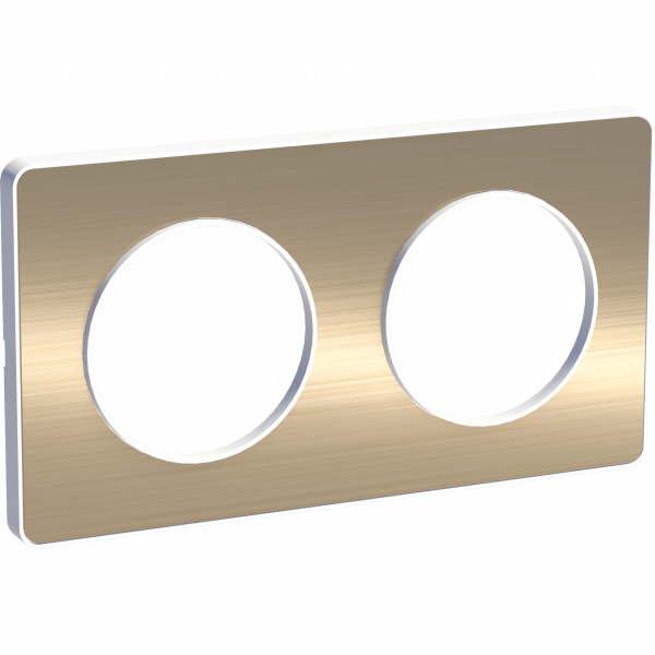 Vignette 3 produit Ref : S520804L | Odace Touch, plaque Bronze bross liser Blanc 2 postes horiz./vert. 71mm