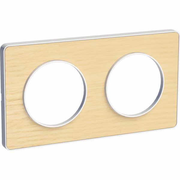 Vignette 3 produit Ref : S520804M | Odace Touch, plaque Bois nordique liser Blanc 2 postes horiz./vert. 71mm