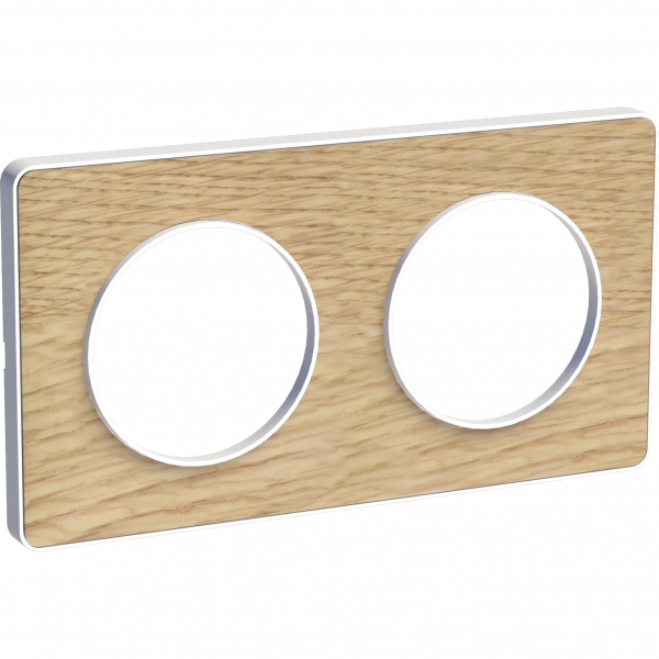 Vignette 3 produit Ref : S520804N | Odace Touch, plaque Bois naturel liser Blanc 2 postes horiz./vert. 71mm