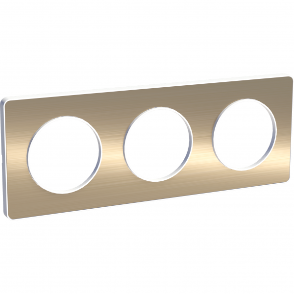 Vignette 3 produit Ref : S520806L | Odace Touch, plaque Bronze bross liser Blanc 3 postes horiz./vert. 71mm
