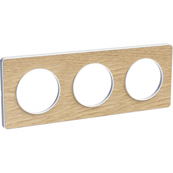 Vignette 3 produit Ref : S520806N | Odace Touch, plaque Bois naturel liser Blanc 3 postes horiz./vert. 71mm