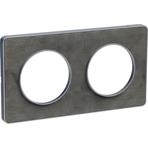 Vignette 3 produit Ref : S530804V | Odace Touch, plaque Ardoise avec liser Alu 2 postes horiz./vert. entraxe 71mm