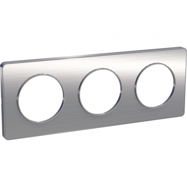 Vignette 3 produit Ref : S530806J | Odace Touch, plaque Aluminium bross liser Alu 3 post. horiz./vert. 71mm