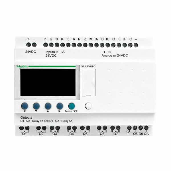 Vignette 3 produit Ref : SR3B261BD | Zelio Logic - relais intelligent modul.- 26 E/S - 24Vcc - horloge - affichage