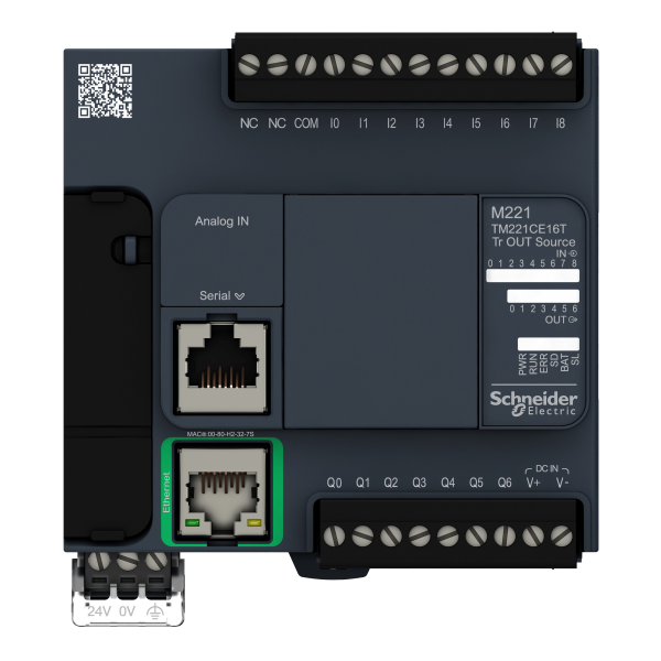 Vignette 3 produit Ref : TM221CE16T | Modicon M221, contrôleur 16E/S PNP, port Ethernet+série, 24VCC